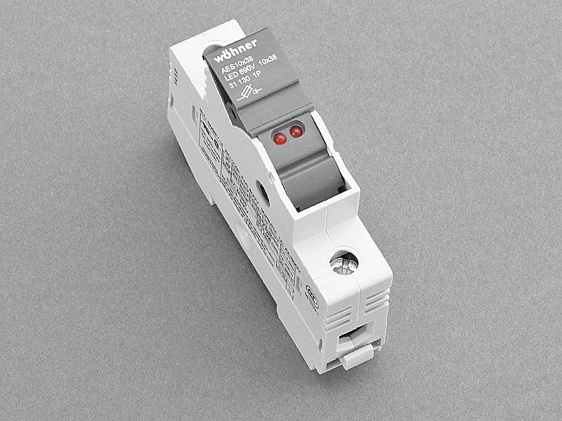 LED'li silindirik sigorta yuvası 1P 32A / 10x38